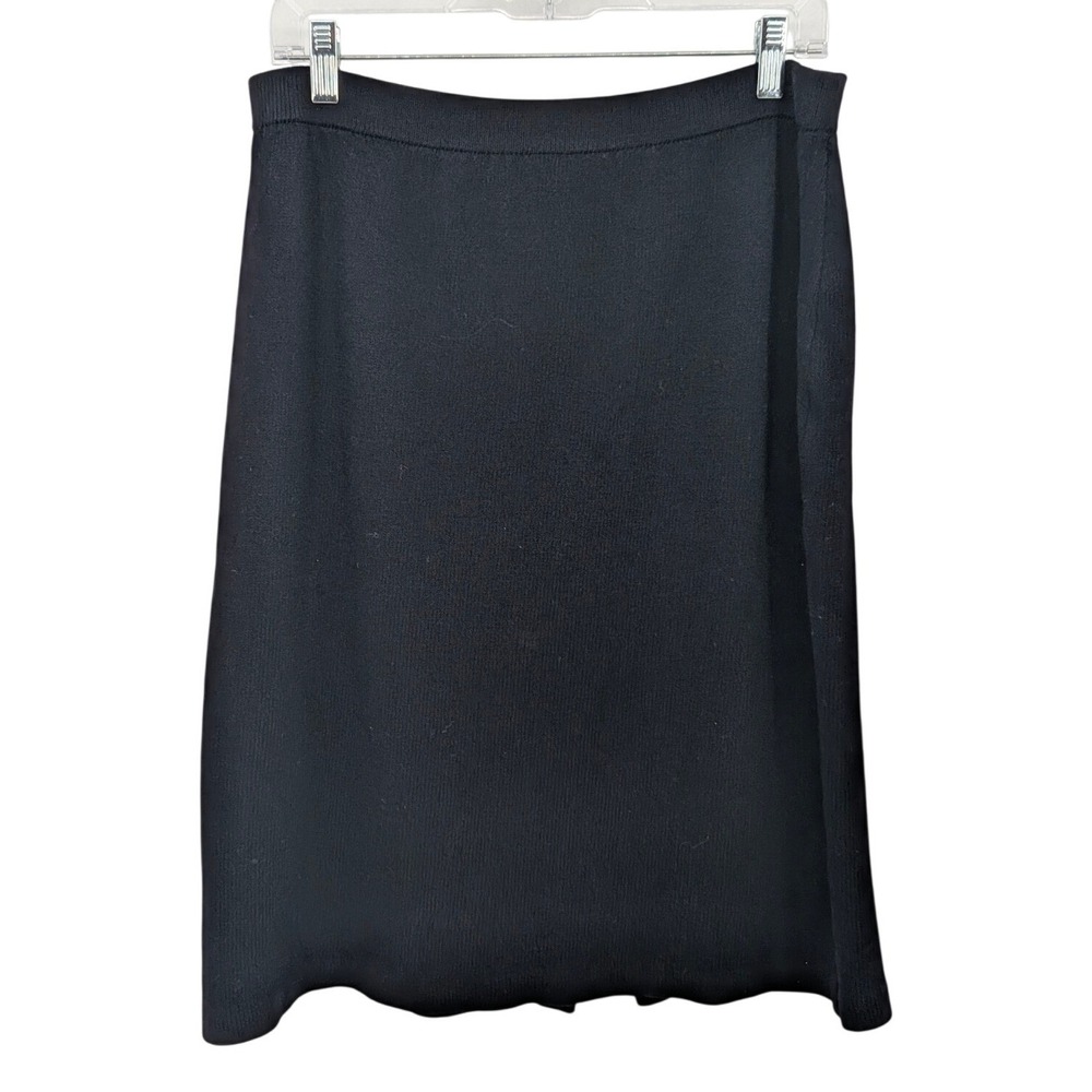 St John Marie Gray Skirt Womens 14 Black Knit Santana A Line Pull On Office